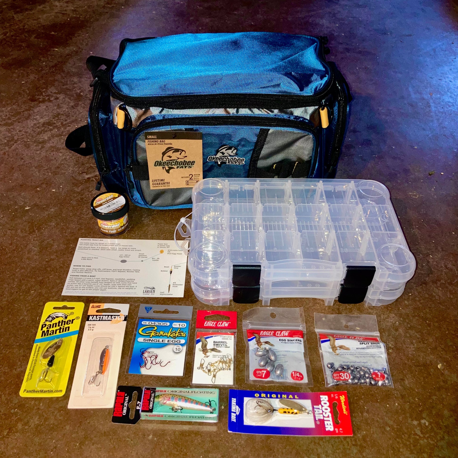 Tackle box full of trout flashers and lures